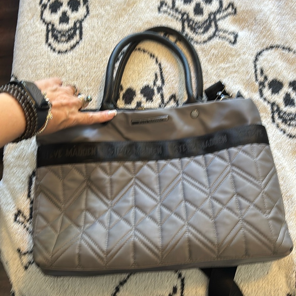 Steve Madden black and gray purse - two small marks pointed out in pictured